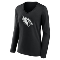 Arizona Cardinals Women's Personalized Name & Number Monochrome Long Sleeve V-Neck T-Shirt - Black T-shirts