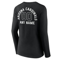 Arizona Cardinals Women's Personalized Name & Number Monochrome Long Sleeve V-Neck T-Shirt - Black T-shirts
