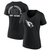Arizona Cardinals Women's Personalized Name & Number Monochrome V-Neck T-Shirt - Black T-shirts