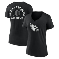 Arizona Cardinals Women's Personalized Name & Number Monochrome V-Neck T-Shirt - Black T-shirts