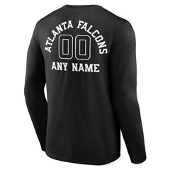 Atlanta Falcons Personalized Name & Number Monochrome Long Sleeve T-Shirt - Black T-shirts