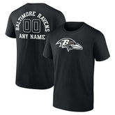 Baltimore Ravens Personalized Name & Number Monochrome T-Shirt - Black T-shirts