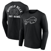 Buffalo Bills Personalized Name & Number Monochrome Long Sleeve T-Shirt - Black T-shirts