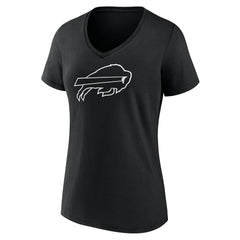 Buffalo Bills Women's Personalized Name & Number Monochrome V-Neck T-Shirt - Black T-shirts