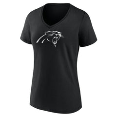 Carolina Panthers Women's Personalized Name & Number Monochrome V-Neck T-Shirt - Black T-shirts