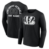 Cincinnati Bengals Personalized Name & Number Monochrome Long Sleeve T-Shirt - Black T-shirts