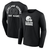 Cleveland Browns Personalized Name & Number Monochrome Long Sleeve T-Shirt - Black T-shirts