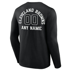 Cleveland Browns Personalized Name & Number Monochrome Long Sleeve T-Shirt - Black T-shirts