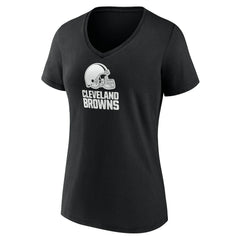 Cleveland Browns Women's Personalized Name & Number Monochrome V-Neck T-Shirt - Black T-shirts
