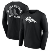 Denver Broncos Personalized Name & Number Monochrome Long Sleeve T-Shirt - Black T-shirts