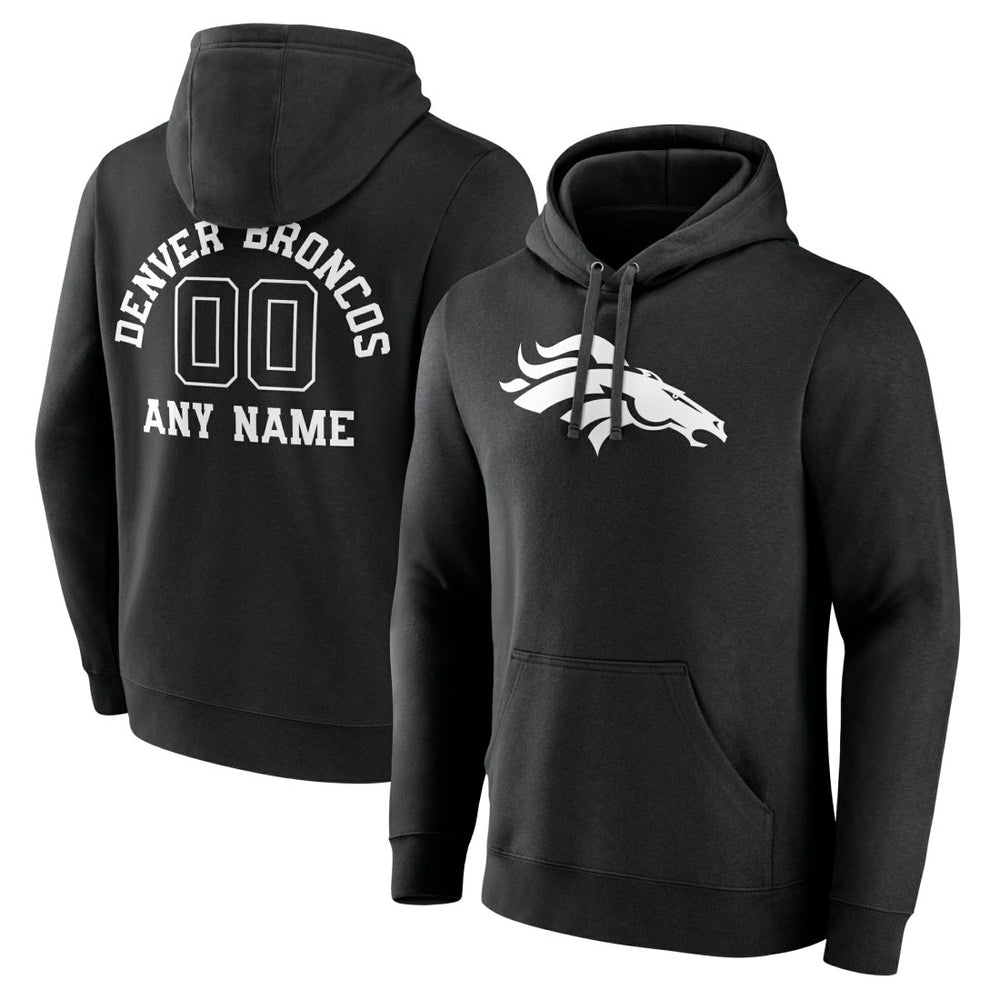 Denver Broncos Personalized Name & Number Pullover Hoodie - Black Hoodies