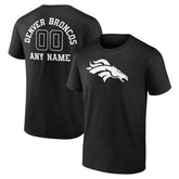 Denver Broncos Personalized Name & Number Monochrome T-Shirt - Black T-shirts
