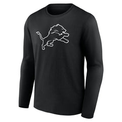 Detroit Lions Personalized Name & Number Monochrome Long Sleeve T-Shirt - Black T-shirts