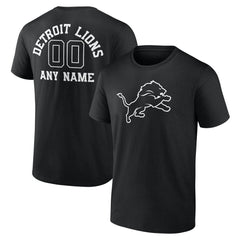 Detroit Lions Personalized Name & Number Monochrome T-Shirt - Black T-shirts