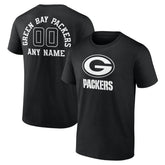 Green Bay Packers Personalized Name & Number Monochrome T-Shirt - Black T-shirts
