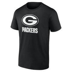 Green Bay Packers Personalized Name & Number Monochrome T-Shirt - Black T-shirts