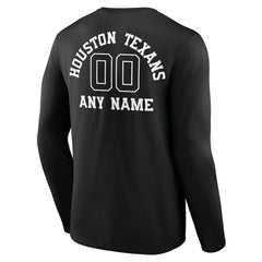 Houston Texans Personalized Name & Number Monochrome Long Sleeve T-Shirt - Black T-shirts