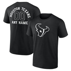 Houston Texans Personalized Name & Number Monochrome T-Shirt - Black T-shirts