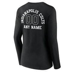 Indianapolis Colts Women's Personalized Name & Number Monochrome Long Sleeve V-Neck T-Shirt - Black T-shirts