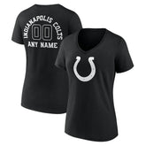 Indianapolis Colts Women's Personalized Name & Number Monochrome V-Neck T-Shirt - Black T-shirts