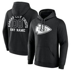 Kansas City Chiefs Personalized Name & Number Pullover Hoodie - Black Hoodies