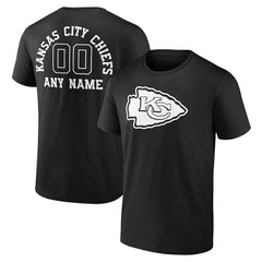 Kansas City Chiefs Personalized Name & Number Monochrome T-Shirt - Black T-shirts