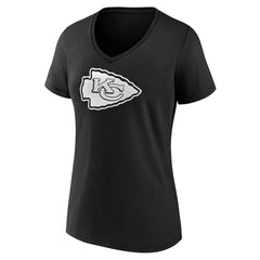 Kansas City Chiefs Women's Personalized Name & Number Monochrome V-Neck T-Shirt - Black T-shirts