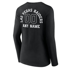Las Vegas Raiders Women's Personalized Name & Number Monochrome Long Sleeve V-Neck T-Shirt - Black T-shirts