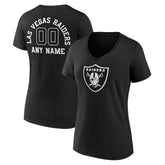 Las Vegas Raiders Women's Personalized Name & Number Monochrome V-Neck T-Shirt - Black T-shirts
