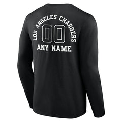 Los Angeles Chargers Personalized Name & Number Monochrome Long Sleeve T-Shirt - Black T-shirts