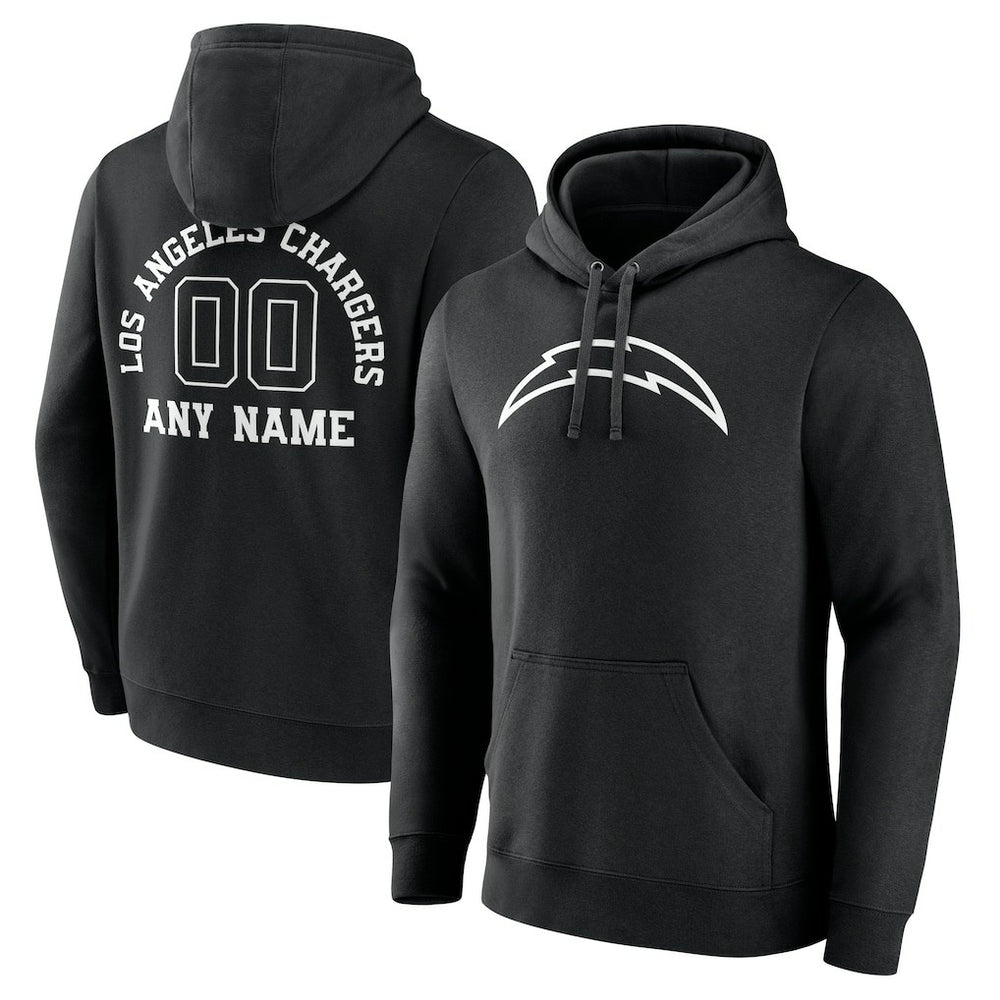 Los Angeles Chargers Personalized Name & Number Pullover Hoodie - Black Hoodies