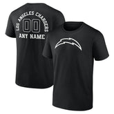 Los Angeles Chargers Personalized Name & Number Monochrome T-Shirt - Black T-shirts