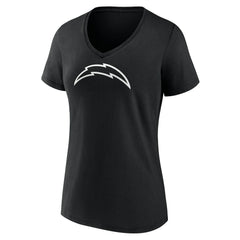 Los Angeles Chargers Women's Personalized Name & Number Monochrome V-Neck T-Shirt - Black T-shirts
