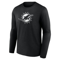 Miami Dolphins Personalized Name & Number Monochrome Long Sleeve T-Shirt - Black T-shirts