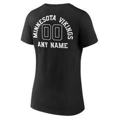 Minnesota Vikings Women's Personalized Name & Number Monochrome V-Neck T-Shirt - Black T-shirts