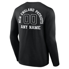 New England Patriots Personalized Name & Number Monochrome Long Sleeve T-Shirt - Black T-shirts