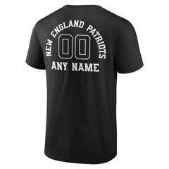 New England Patriots Personalized Name & Number Monochrome T-Shirt - Black T-shirts