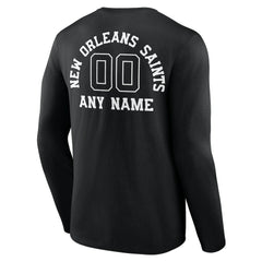 New Orleans Saints Personalized Name & Number Monochrome Long Sleeve T-Shirt - Black T-shirts