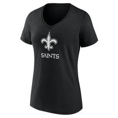 New Orleans Saints Women's Personalized Name & Number Monochrome V-Neck T-Shirt - Black T-shirts