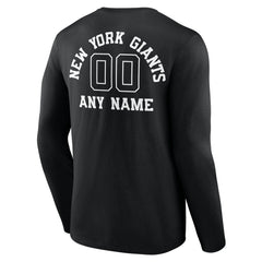New York Giants Personalized Name & Number Monochrome Long Sleeve T-Shirt - Black T-shirts