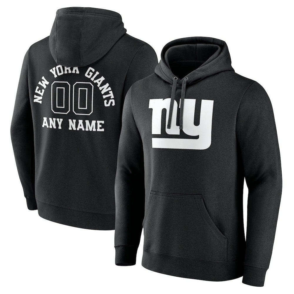 New York Giants Personalized Name & Number Pullover Hoodie - Black Hoodies