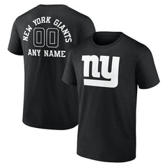 New York Giants Personalized Name & Number Monochrome T-Shirt - Black T-shirts