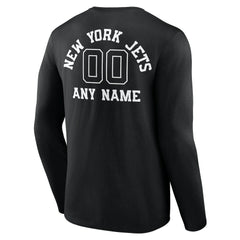 New York Jets Personalized Name & Number Monochrome Long Sleeve T-Shirt - Black T-shirts