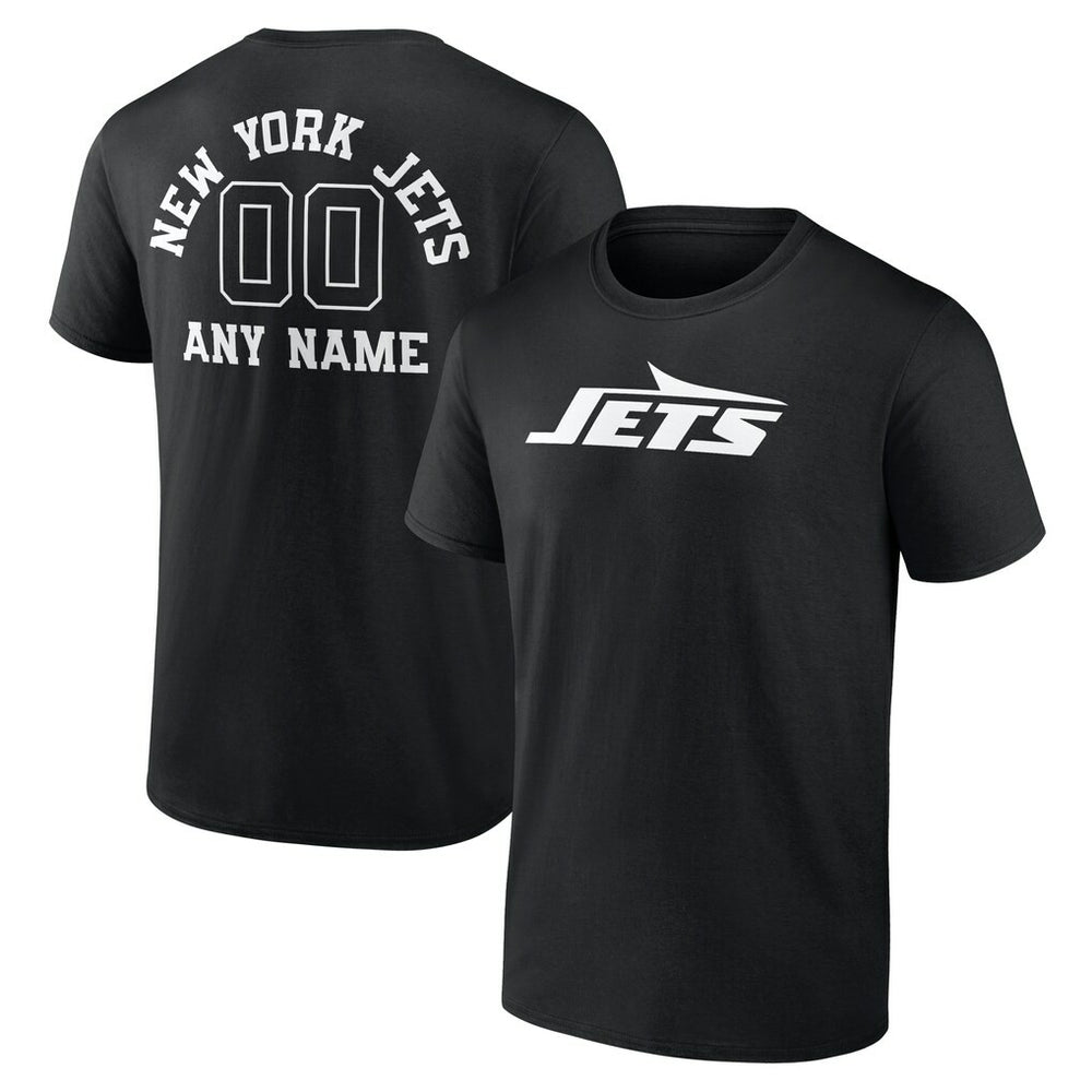 New York Jets Personalized Name & Number Monochrome T-Shirt - Black T-shirts