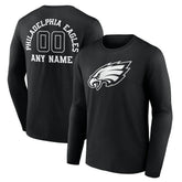Philadelphia Eagles Personalized Name & Number Monochrome Long Sleeve T-Shirt - Black T-shirts