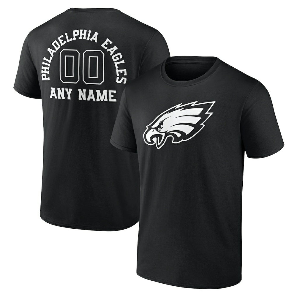 Philadelphia Eagles Personalized Name & Number Monochrome T-Shirt - Black T-shirts