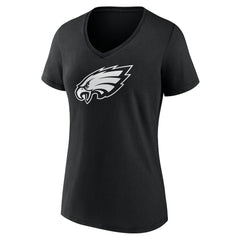 Philadelphia Eagles Women's Personalized Name & Number Monochrome V-Neck T-Shirt - Black T-shirts
