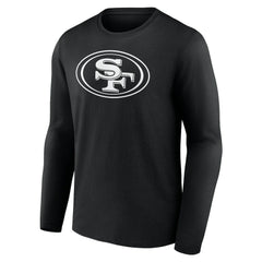 San Francisco 49ers Personalized Name & Number Monochrome Long Sleeve T-Shirt - Black T-shirts