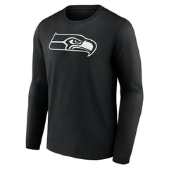 Seattle Seahawks Personalized Name & Number Monochrome Long Sleeve T-Shirt - Black T-shirts