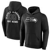 Seattle Seahawks Personalized Name & Number Pullover Hoodie - Black Hoodies